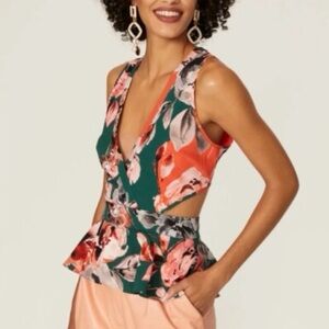 Marissa Webb Floral Sleeveless cut out top